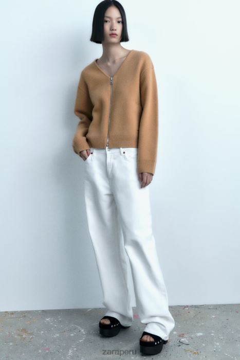 Zara mujer bomber de lana con cremallera BDP8J27 ropa marrón topo