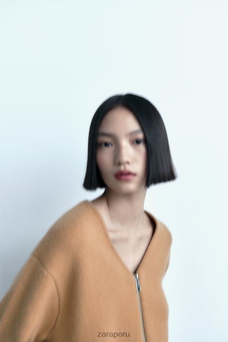 Zara mujer bomber de lana con cremallera BDP8J27 ropa marrón topo