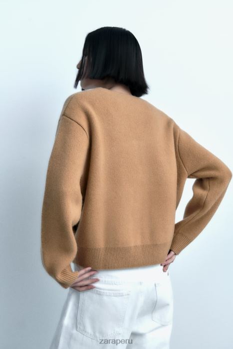 Zara mujer bomber de lana con cremallera BDP8J27 ropa marrón topo