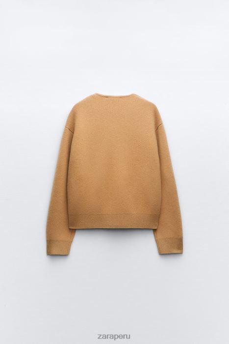 Zara mujer bomber de lana con cremallera BDP8J27 ropa marrón topo