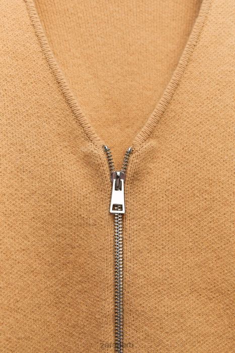 Zara mujer bomber de lana con cremallera BDP8J27 ropa marrón topo