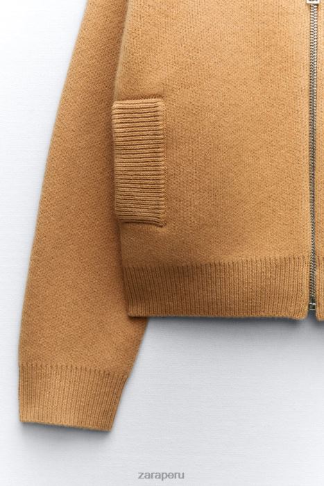 Zara mujer bomber de lana con cremallera BDP8J27 ropa marrón topo