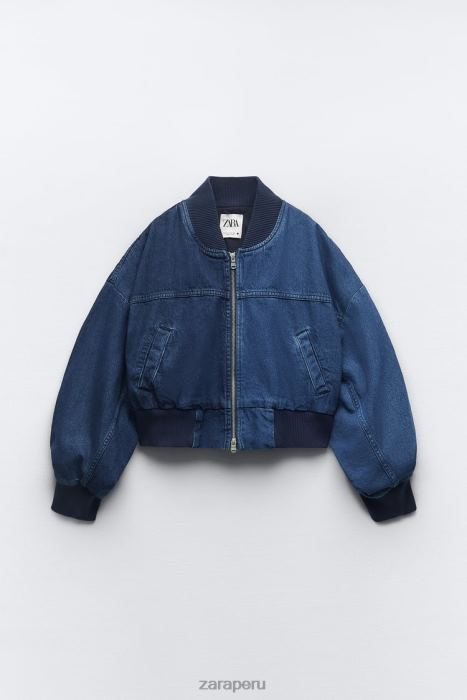 Zara mujer bomber de mezclilla en contraste zw BDP8J35 ropa azul