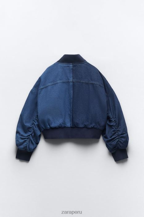 Zara mujer bomber de mezclilla en contraste zw BDP8J35 ropa azul