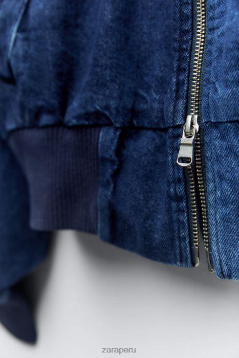 Zara mujer bomber de mezclilla en contraste zw BDP8J35 ropa azul