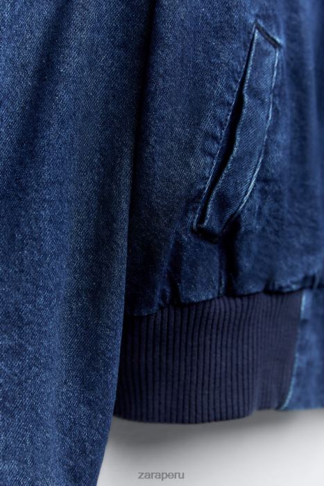 Zara mujer bomber de mezclilla en contraste zw BDP8J35 ropa azul