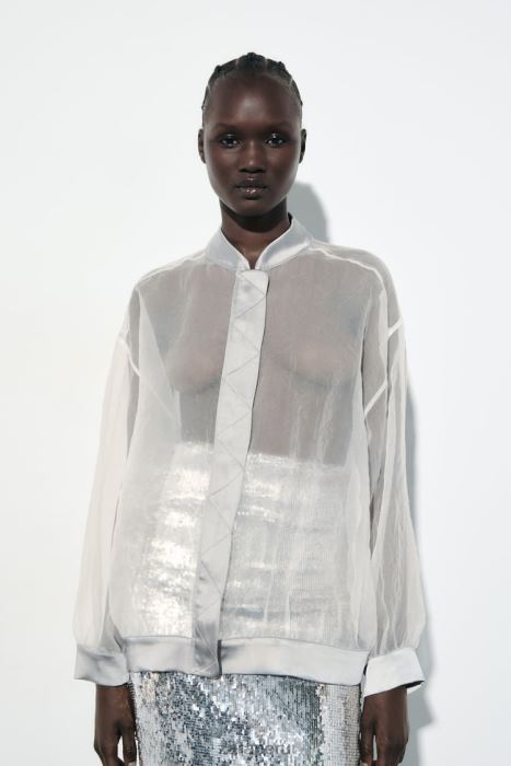 Zara mujer bomber de organza con efecto satinado BDP8J125 ropa crudo medio