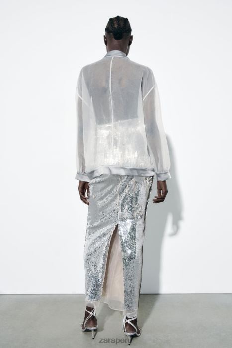Zara mujer bomber de organza con efecto satinado BDP8J125 ropa crudo medio