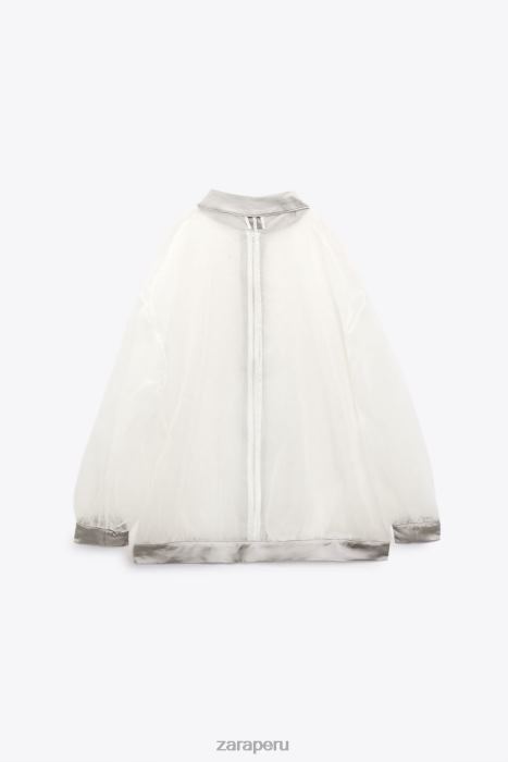 Zara mujer bomber de organza con efecto satinado BDP8J125 ropa crudo medio