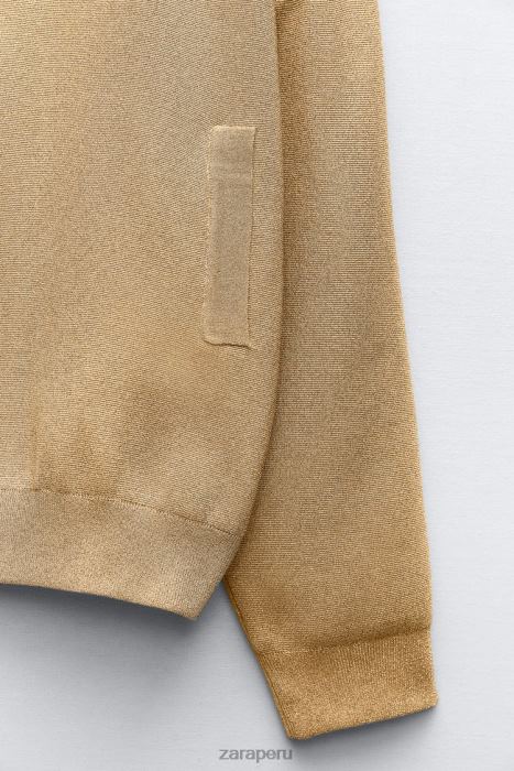 Zara mujer cárdigan bomber de punto con hilo metalizado BDP8J14 ropa dorado