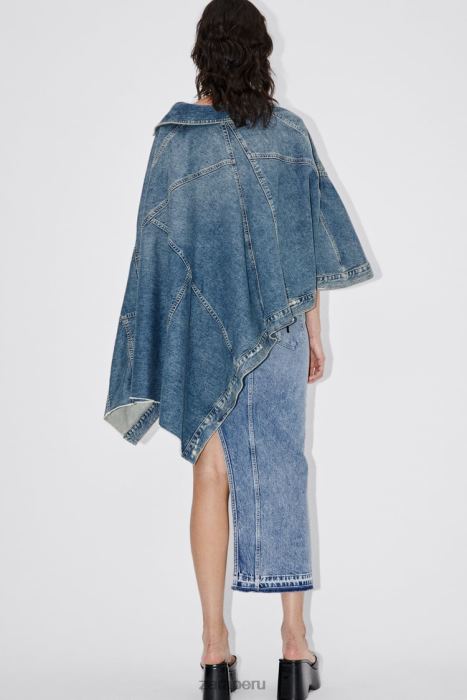 Zara mujer capa de mezclilla asimétrica zw BDP8J76 ropa azul medio