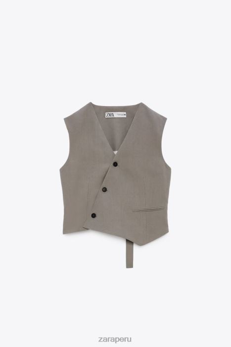 Zara mujer chaleco asimétrico cruzado edición limitada BDP8J185 ropa gris
