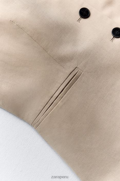 Zara mujer chaleco de mezcla de lino BDP8J150 ropa arena