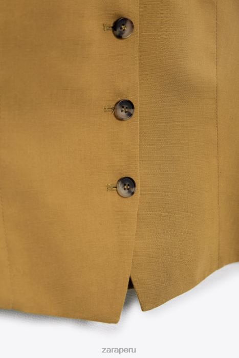 Zara mujer chaleco de mezcla de lino BDP8J167 ropa verde oliva