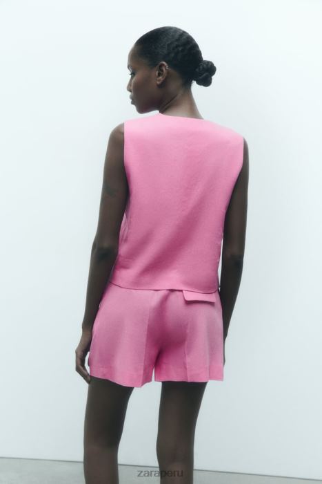 Zara mujer chaleco de vestir en mezcla de lino BDP8J176 ropa rosa