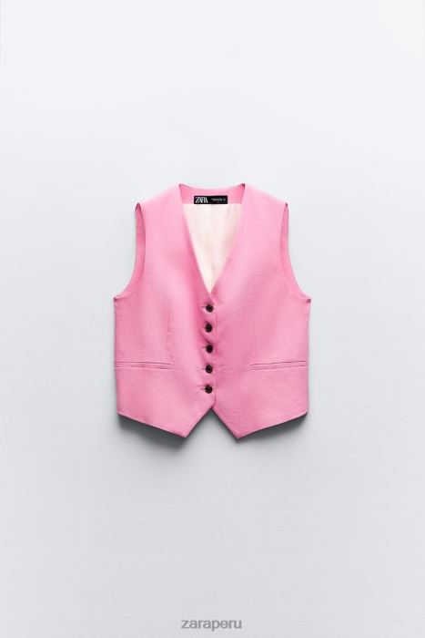 Zara mujer chaleco de vestir en mezcla de lino BDP8J176 ropa rosa