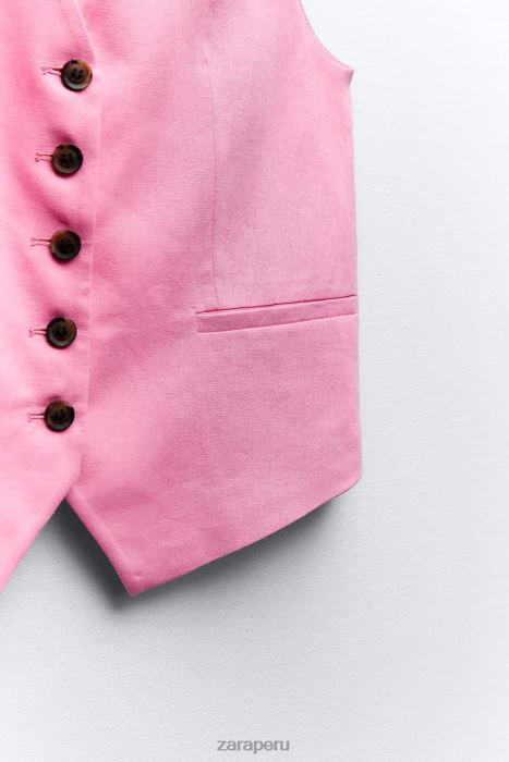 Zara mujer chaleco de vestir en mezcla de lino BDP8J176 ropa rosa