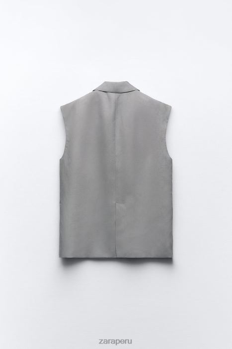 Zara mujer chaleco oversize en mezcla de lino BDP8J184 ropa gris