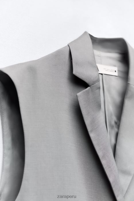 Zara mujer chaleco oversize en mezcla de lino BDP8J184 ropa gris