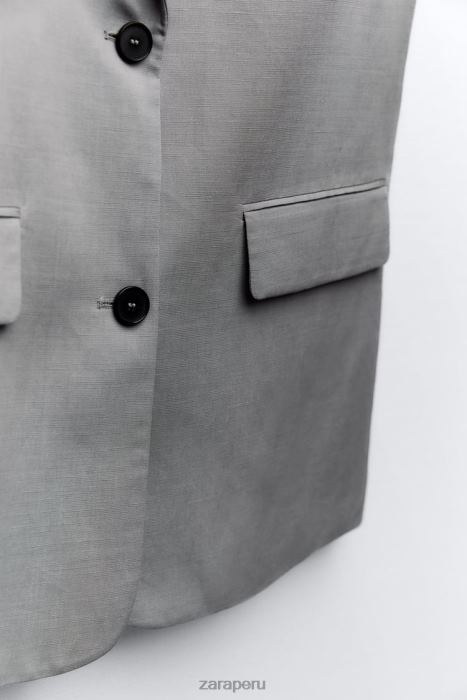 Zara mujer chaleco oversize en mezcla de lino BDP8J184 ropa gris