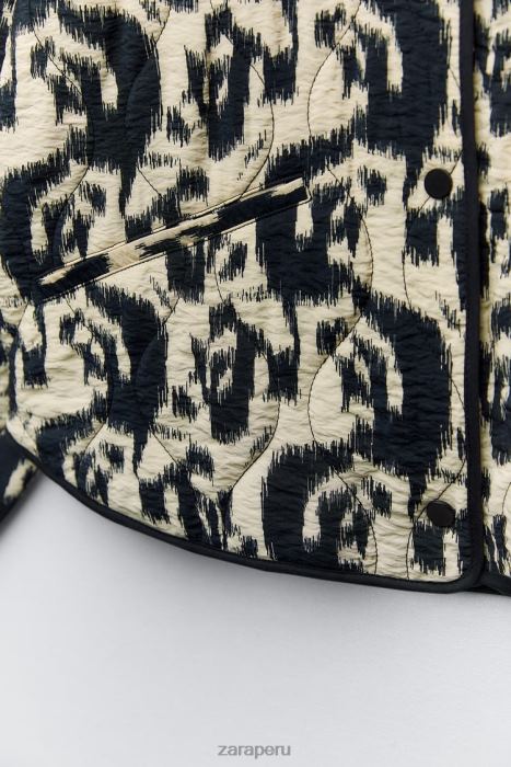 Zara mujer chaqueta acolchada con estampado animal BDP8J107 ropa crudo/negro