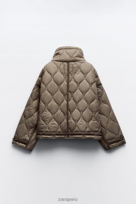 Zara mujer chaqueta acolchada repelente al agua BDP8J22 ropa gris topo