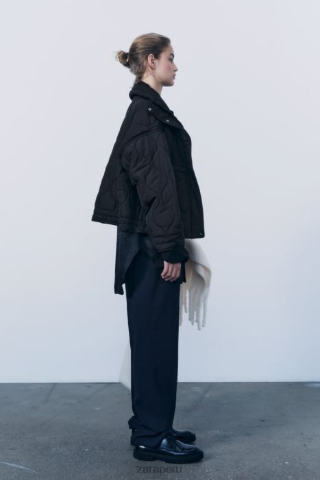 Zara mujer chaqueta acolchada repelente al agua BDP8J39 ropa negro