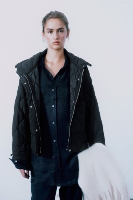 Zara mujer chaqueta acolchada repelente al agua BDP8J39 ropa negro