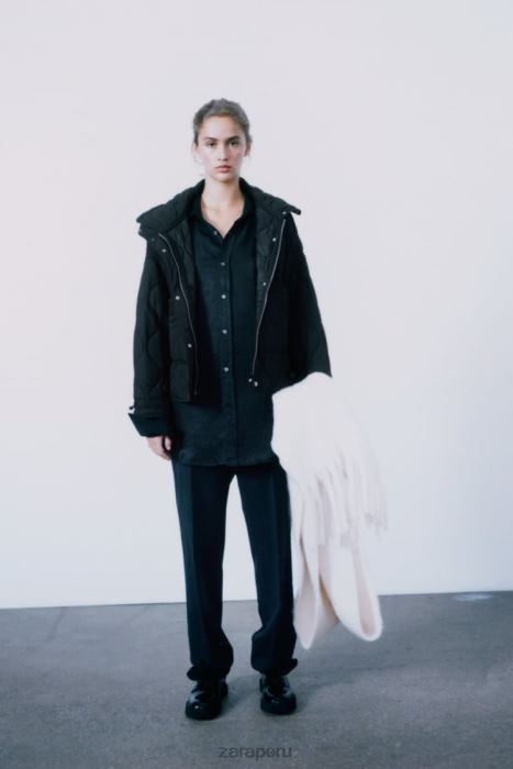 Zara mujer chaqueta acolchada repelente al agua BDP8J39 ropa negro