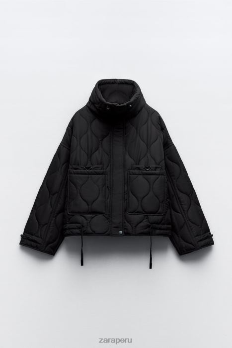 Zara mujer chaqueta acolchada repelente al agua BDP8J39 ropa negro