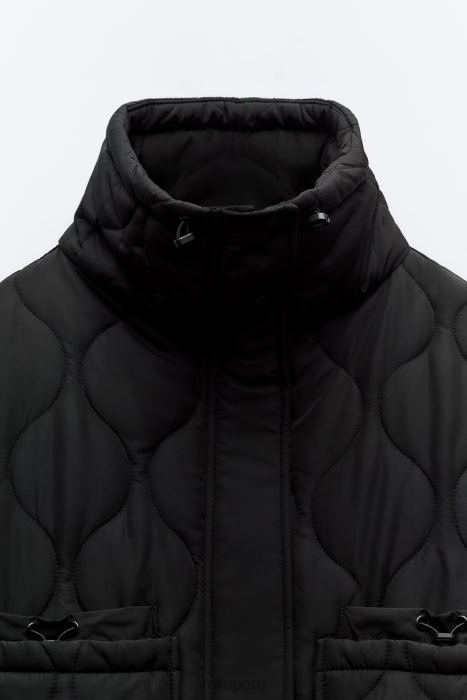 Zara mujer chaqueta acolchada repelente al agua BDP8J39 ropa negro