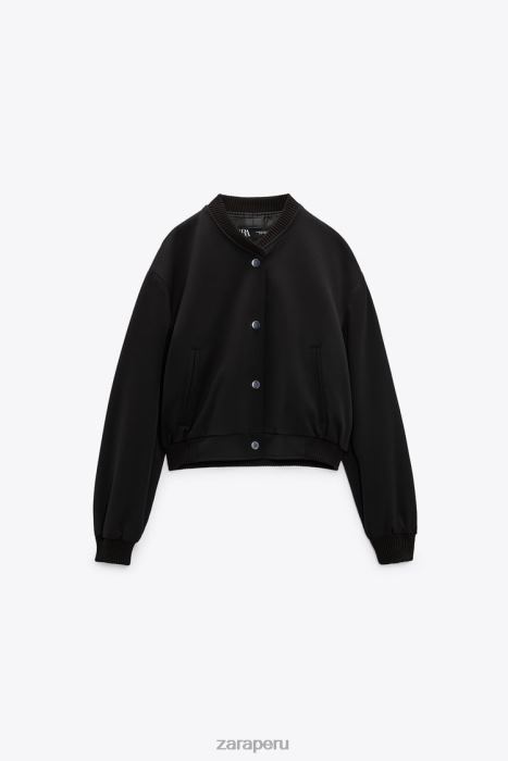 Zara mujer chaqueta bomber con botones a presión BDP8J55 ropa negro