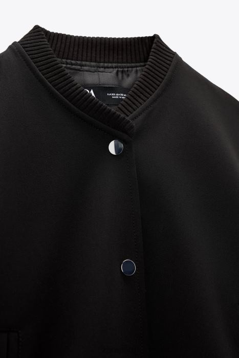 Zara mujer chaqueta bomber con botones a presión BDP8J55 ropa negro
