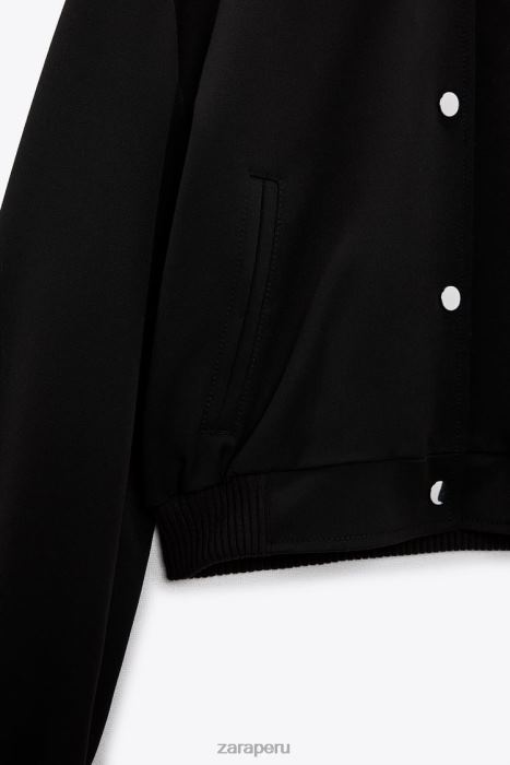 Zara mujer chaqueta bomber con botones a presión BDP8J55 ropa negro