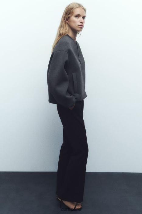 Zara mujer chaqueta bomber con efecto de neopreno BDP8J49 ropa gris oscuro