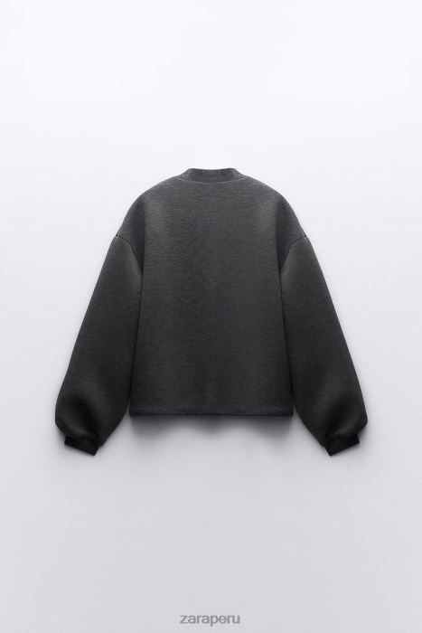 Zara mujer chaqueta bomber con efecto de neopreno BDP8J49 ropa gris oscuro