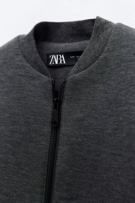 Zara mujer chaqueta bomber con efecto de neopreno BDP8J49 ropa gris oscuro