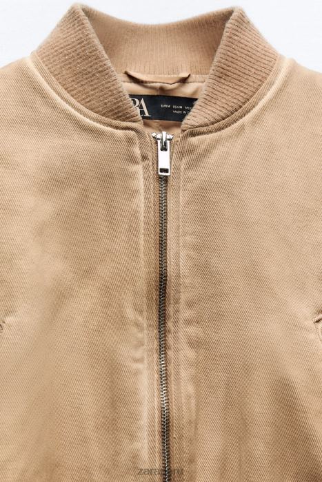 Zara mujer chaqueta bomber con efecto lavado BDP8J12 ropa marrón topo