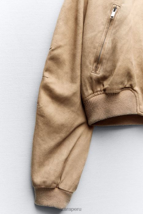 Zara mujer chaqueta bomber con efecto lavado BDP8J12 ropa marrón topo