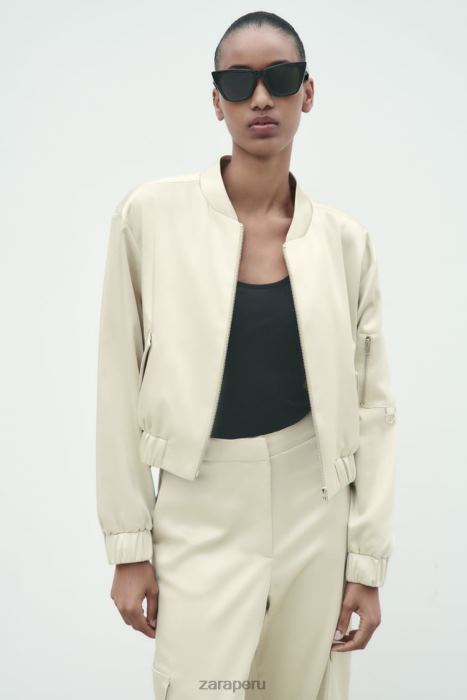 Zara mujer chaqueta bomber con efecto satinado BDP8J60 ropa oro suave