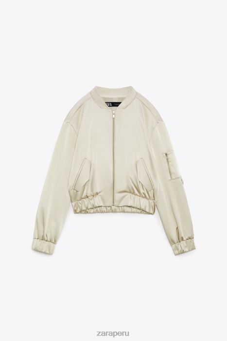 Zara mujer chaqueta bomber con efecto satinado BDP8J60 ropa oro suave