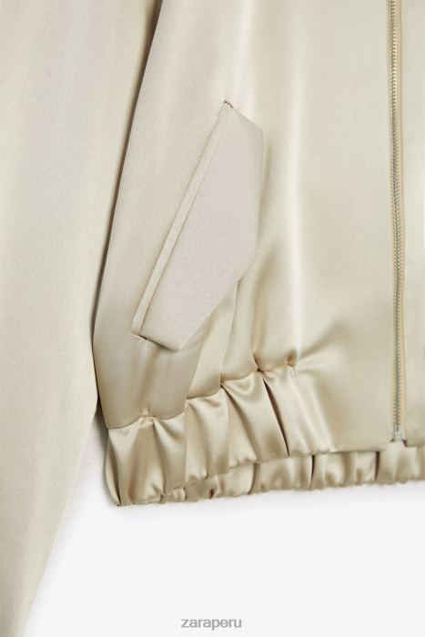Zara mujer chaqueta bomber con efecto satinado BDP8J60 ropa oro suave