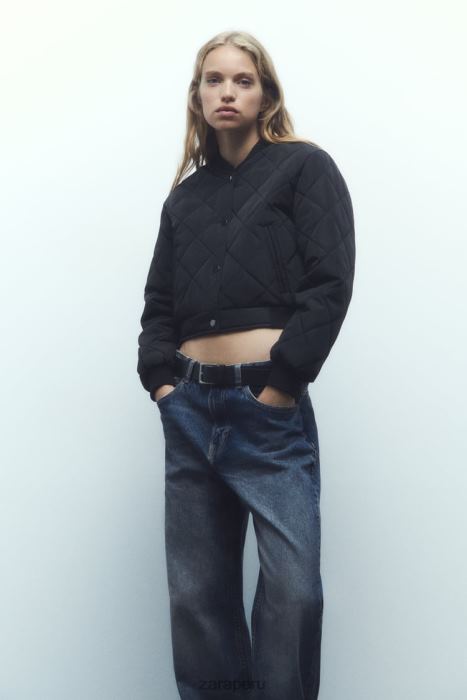 Zara mujer chaqueta bomber corta acolchada BDP8J46 ropa negro