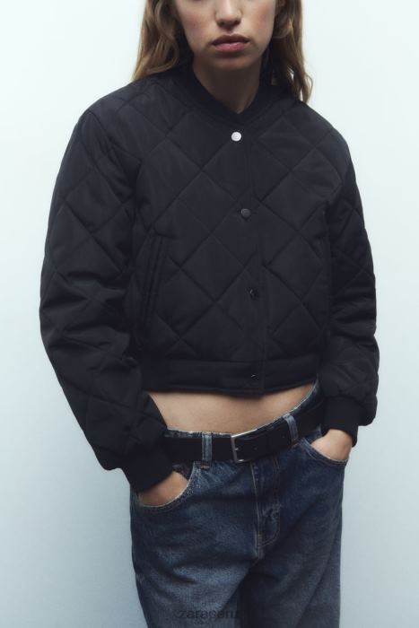 Zara mujer chaqueta bomber corta acolchada BDP8J46 ropa negro