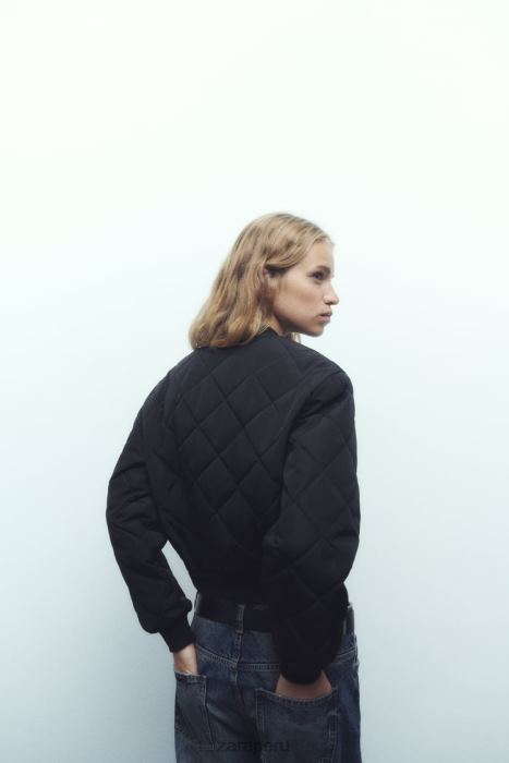Zara mujer chaqueta bomber corta acolchada BDP8J46 ropa negro