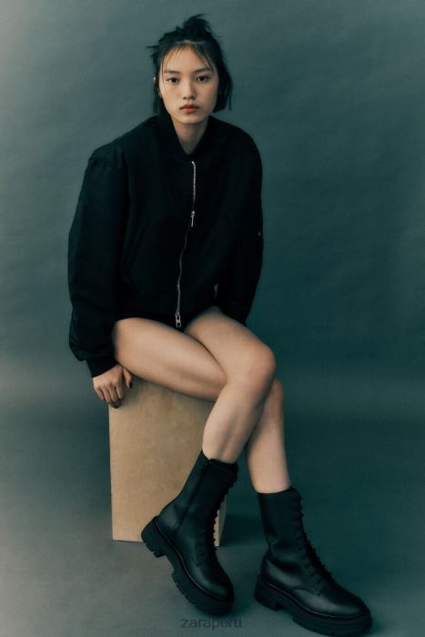 Zara mujer chaqueta bomber corta de nailon BDP8J15 ropa negro