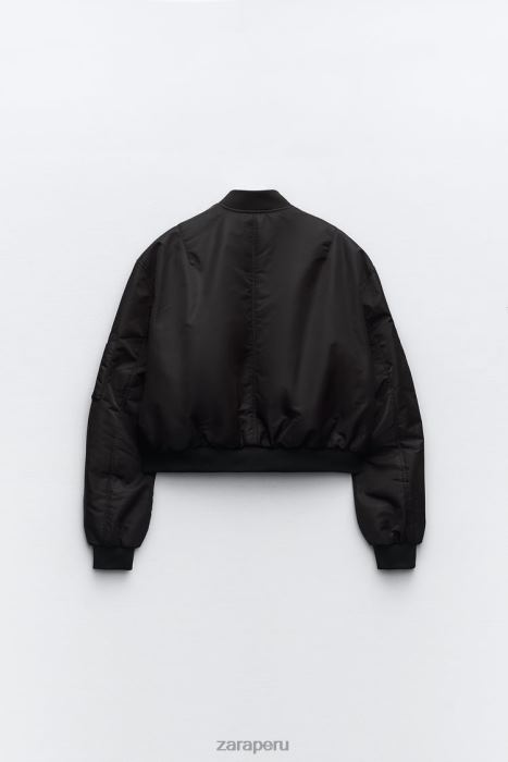 Zara mujer chaqueta bomber corta de nailon BDP8J15 ropa negro