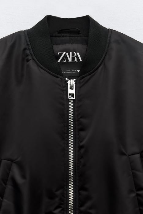 Zara mujer chaqueta bomber corta de nailon BDP8J15 ropa negro