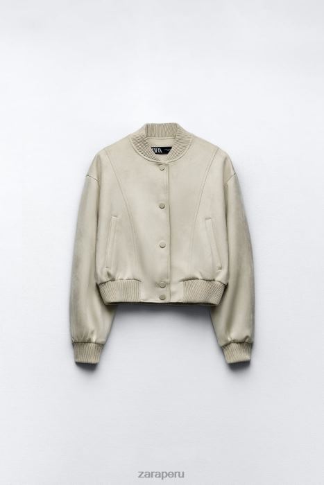 Zara mujer chaqueta bomber de gamuza sintética BDP8J36 ropa crudo