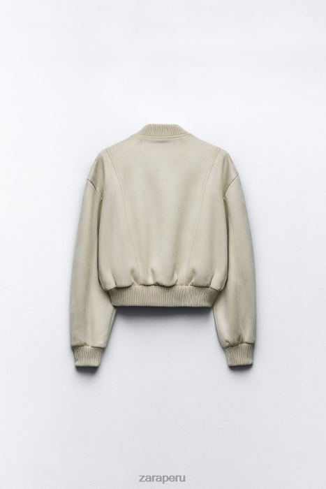 Zara mujer chaqueta bomber de gamuza sintética BDP8J36 ropa crudo